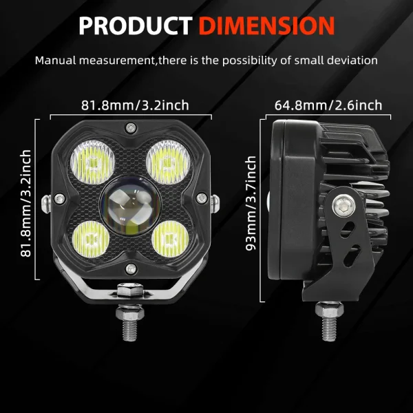 ECE R10 Super Bright Driving Spot Flood 3 Inch Square ATV UTV 4X4 OffRoad Truck 24V 12V Cube Projector Led Work Light for Motor