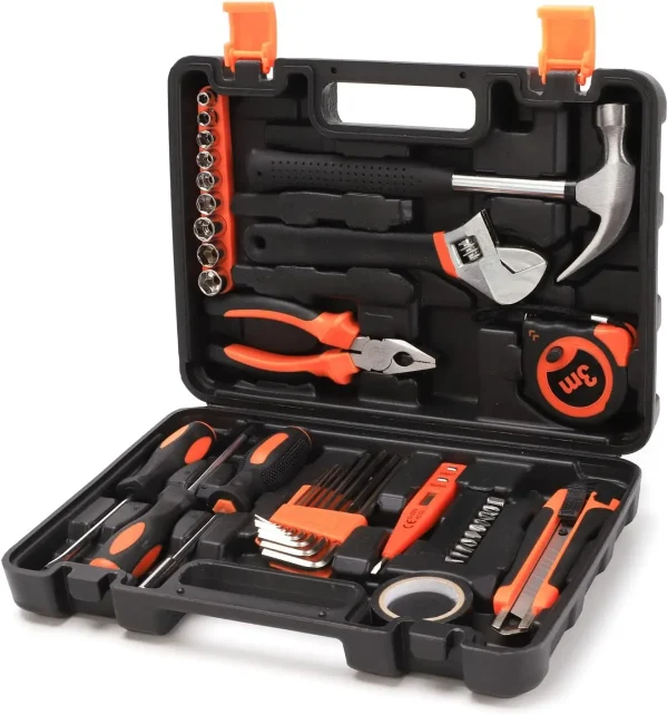 Basic Household Hand Tools Kit with CrV Material Including Toolbox for Home Repair & Maintenance OEM Customizable