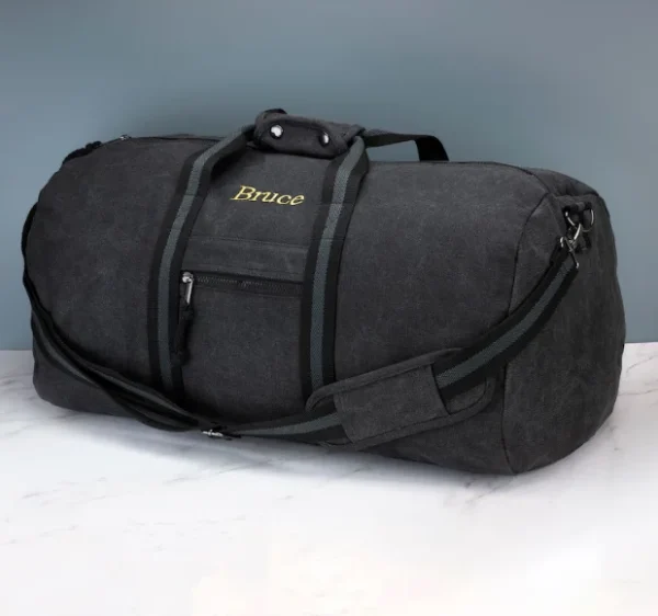 Personalised Custom Bag Manufacturer Embroidery Sports Travel Large-capacity Bag with Retro Hand-held Crossbody Canvas Handbag