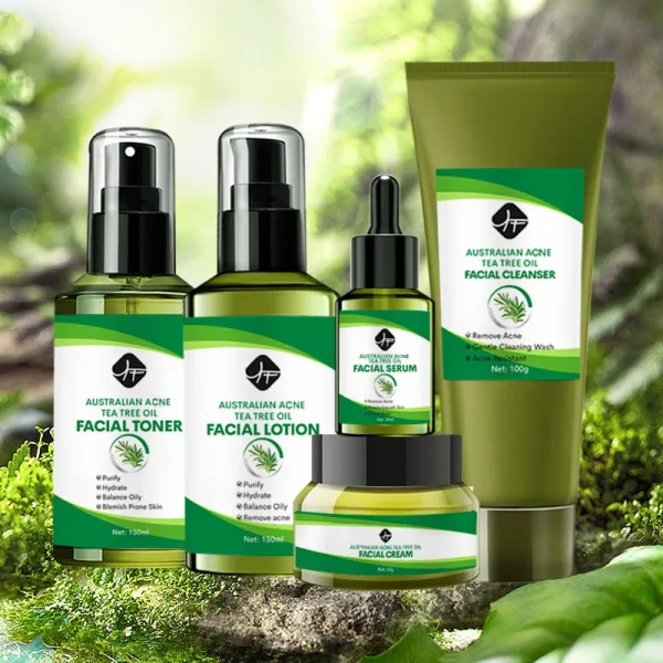 Private Label Facial Care Tea Tree Oil Anti Acne Face Set Toner Cream Serum Acne Treatment Skin Care Set