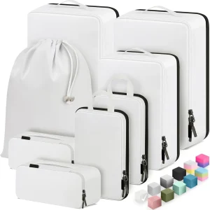 8 Set Portable Compression Packing Cubes Zipper Closure Waterproof Luggage Organizers for Travel for Carry-On Checked Baggage 8 Set Portable Compression Packing Cubes Zipper Closure Waterproof Luggage Organizers for Travel for Carry-On Checked Baggage