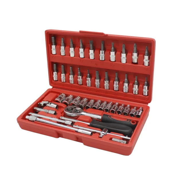 46 Pcs Socket Ratchet Wrench Tools Set Box Auto Repair Hand Tools