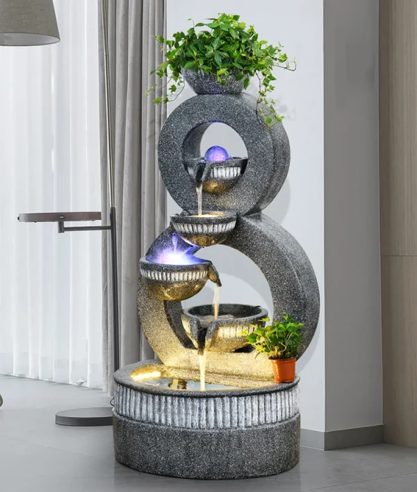 European Luxury Gray Home Decor for Garden Lawn Yard Indoor and Outdoor Water Fountain Housewarming Gift Waterfalls