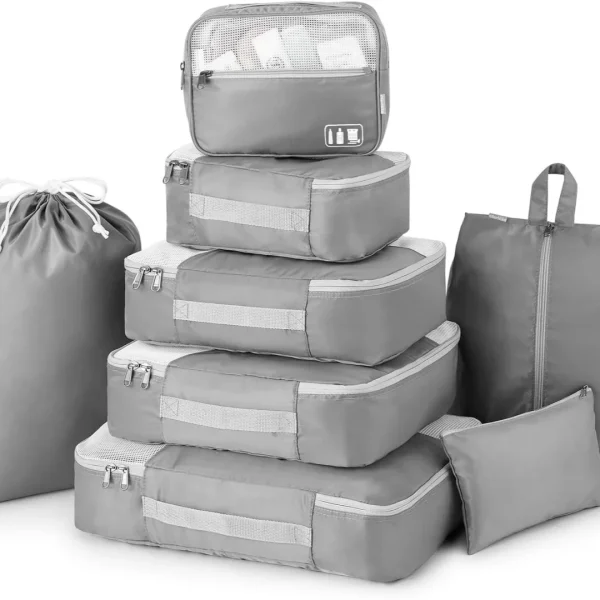 YOUK 8-Piece Sport Portable Luggage Packing Organizers Fashionable Zipper Suitcase Storage Cases Folding Travel Organizers