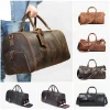 MARRANT Genuine Leather Men Travel Bag Sports Gym Bag Large-Capacity Weekend Overnight Luggage Travel Duffle Bag for Men
