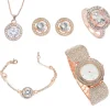 In Stock! 5pcs/box Luxury Watches Reloj Mujer Women Fashion Necklace Bracelet Earring Ring Watches for Women Watch Gift Set