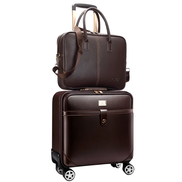Popular Durable PU Leather Luggage Scratch Proof PVC Leather Luggage Business Suitcase Set Travel Luggage