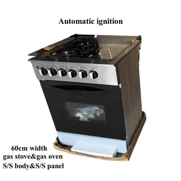 Freestanding 60cm 4 burner Stainless Steel Gas Stove Range with Oven Barbeque Grill for Baking for Household Kitchen Appliances