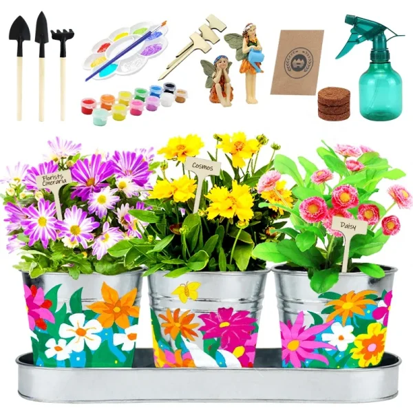 Kids Flower Planting Growing Tools Kits Paint and Plant Garden Tools Set Arts & Crafts Make Your Own Planter Educational Toy Kids Flower Planting Growing Tools Kits Paint and Plant Garden Tools Set Arts & Crafts Make Your Own Planter Educational Toy