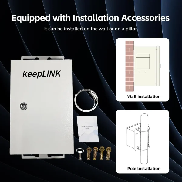 KeepLiNK Outdoor Smart Network Box 8-Port Gigabit PoE Switch Unmanaged 2 SFP Slots 300W Power Supply Fiber Optic Equipment KeepLiNK Outdoor Smart Network Box 8-Port Gigabit PoE Switch Unmanaged 2 SFP Slots 300W Power Supply Fiber Optic Equipment