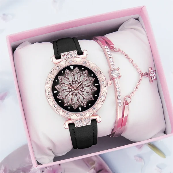 Female Watches Crystal Bracelet Set Ladies Casual Quartz Wristwatch Set Kol Saati 2022 Hot Selling Colorful Luxury Glass Women