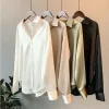 Women's Long Sleeve Satin Shirts Spring New Fashion Office Lady Tops Retro Style Lapel Button Casual Shirt
