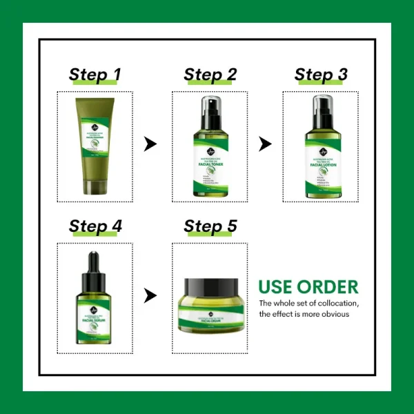 Private Label Facial Care Tea Tree Oil Anti Acne Face Set Toner Cream Serum Acne Treatment Skin Care Set