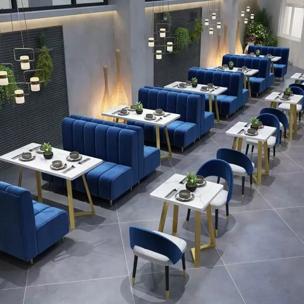 Restaurant Furniture Hot Selling Light Luxury Dining Furniture Cafe Table and Chair Dessert Restaurant Sofa Booth