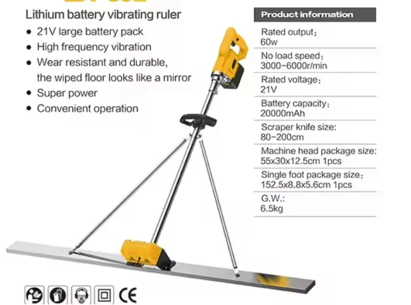 OEM 1.0m Electric Lithium Concrete Vibrator Screed Leveling Bull Float Finishing Trowel Ruler Scraper Construction Machinery