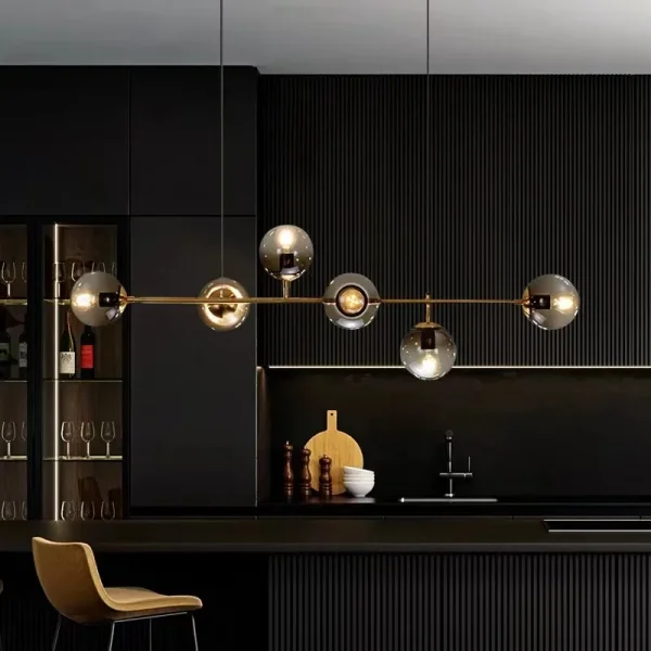 Artistic Cognac-Colored Multi-Head Pendant Light Long-Stem Chandelier for Living Rooms Clothing Stores Restaurants and Bars