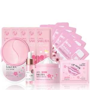 Korean Cosmetics Skin Care Products Anti Aging Whitening Face Serum Sleeping Facialmask Lipmask Essence Cream Skincare Set