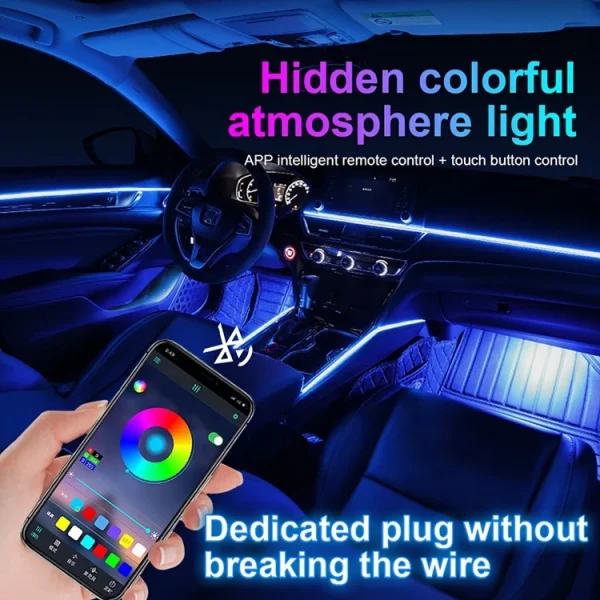 Handles Smart Multicolor Rgb Symphony Acrylic Led Car and Universal  Car Dynamic Chasing Ambient Light of Ambient Lighting Car