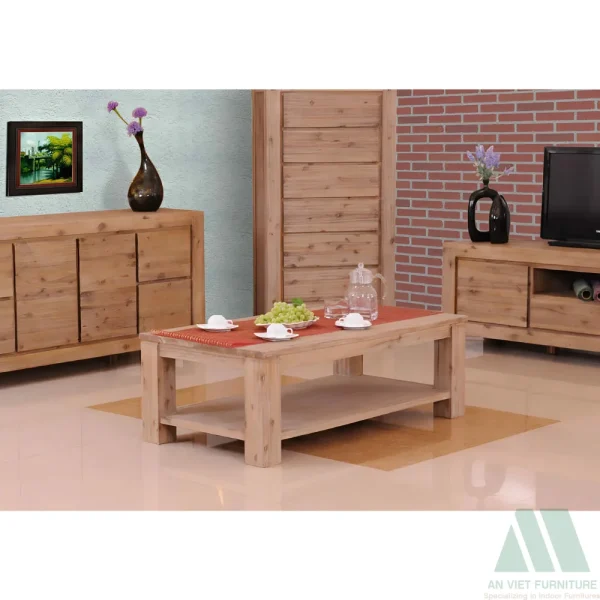Modern Wooden Living Room Furniture Set Sofa Coffee Table TV Stand Storage Cabinet Vietnam OEM Apartment Furniture