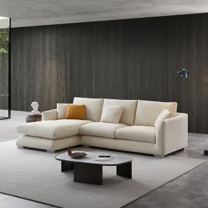 Nordic Living Room Furniture L Shape Fabric Modular With Ottoman 2 Seat Sectional Sofa