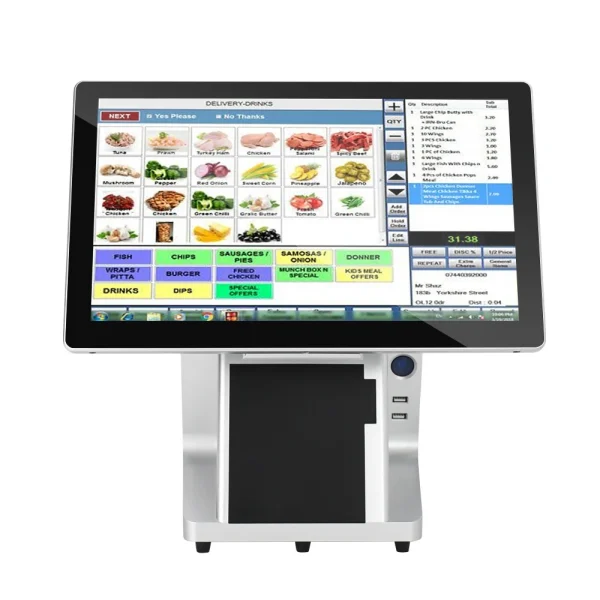Windows 10 System Dual Screen 15.6 Inch Pos System Touchscreen Supermarket Cafe Bakery POS Terminal Machine