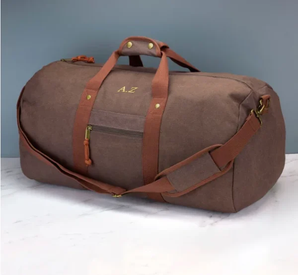 Personalised Custom Bag Manufacturer Embroidery Sports Travel Large-capacity Bag with Retro Hand-held Crossbody Canvas Handbag