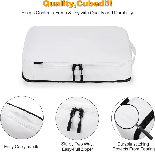 8 Set Portable Compression Packing Cubes Zipper Closure Waterproof Luggage Organizers for Travel for Carry-On Checked Baggage