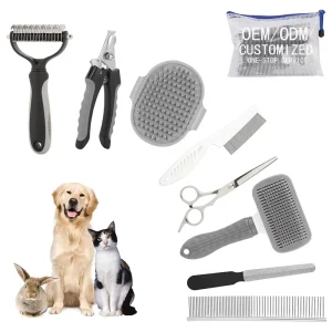 9 in 1 Pet Care Accessories Pet Nail Clipper File Self Cleaning Deshedding Rake Comb Set Brush Dog Grooming Combo Kit 9 in 1 Pet Care Accessories Pet Nail Clipper File Self Cleaning Deshedding Rake Comb Set Brush Dog Grooming Combo Kit