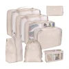 8Pcs Fabric and Oxford Sport Style Travel Storage Organizer Luggage Set Packing Cubes Clothes Bag with Zipper Closure