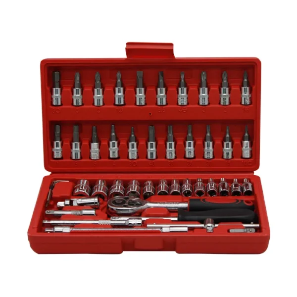 46 Pcs Socket Ratchet Wrench Tools Set Box Auto Repair Hand Tools