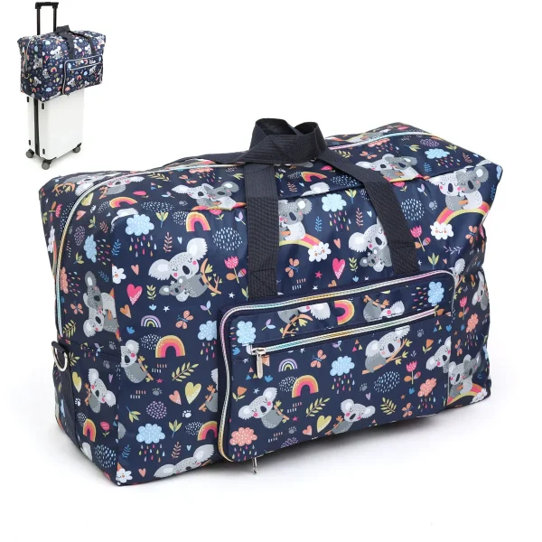 Large Capacity Foldable Travel Bag Women Portable Oxford Leather Shoulder Duffle Custom Cartoon Print Waterproof Luggage Tote