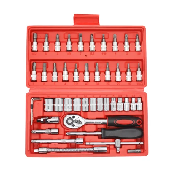 46 Pcs Socket Ratchet Wrench Tools Set Box Auto Repair Hand Tools