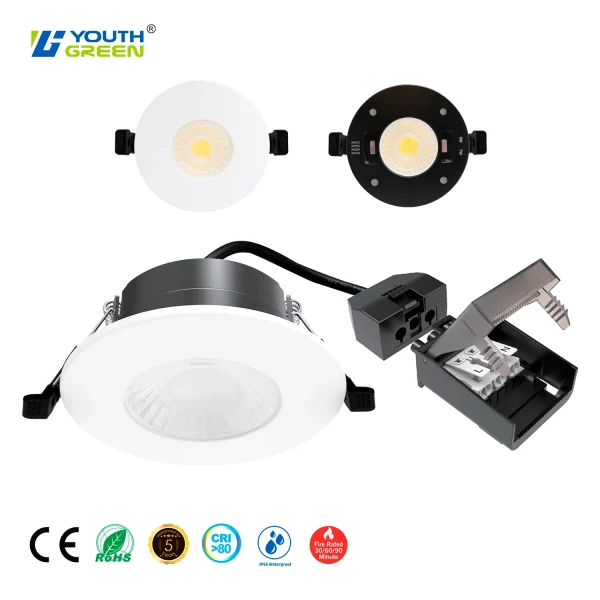 European Standard 2Power & 4 CCT Tunable Indoor Led Ceiling Recessed Downlights 90 Minutes Fire Rated Spot Lamps With Dimmer