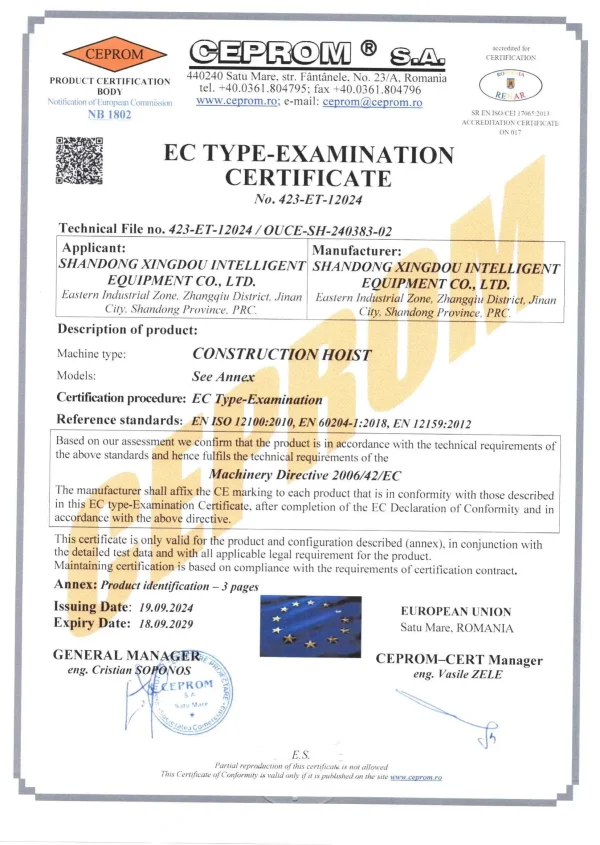 CE COC Approved Construction Equipment Cargo Brick Cement Elevator Platform Core Motor Gear Building Construction CE COC Approved Construction Equipment Cargo Brick Cement Elevator Platform Core Motor Gear Building Construction