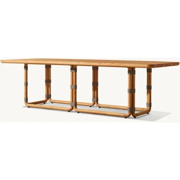 Outdoor Patio Outside Furniture Simple Tabletop Solid Teak Furniture Wooden Outdoor Dining Set