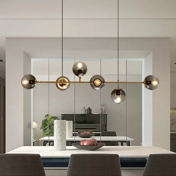 Artistic Cognac-Colored Multi-Head Pendant Light Long-Stem Chandelier for Living Rooms Clothing Stores Restaurants and Bars