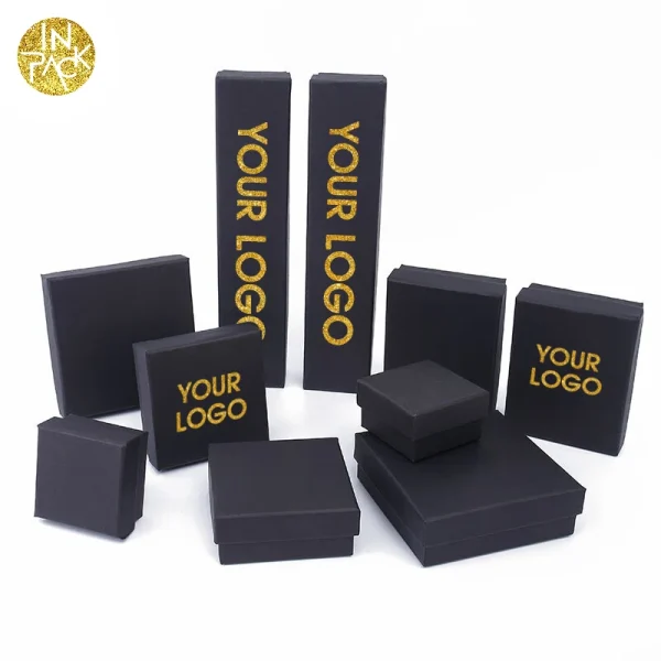 Trendy Luxury Box Custom Size Small Watch Necklace Cardboard Gift Packaging Black Custom Jewelry Paper Box with Cover Lids