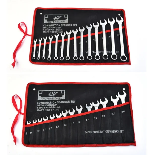 14 in 1 8-24mm Wrench Set Tools Raised Rib Mirror Matte Open End Wrench Multi-functional Car Repair Tool Set Portable Hand Tools