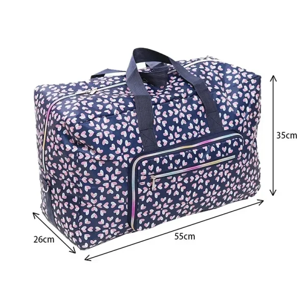 Large Capacity Foldable Travel Bag Women Portable Oxford Leather Shoulder Duffle Custom Cartoon Print Waterproof Luggage Tote