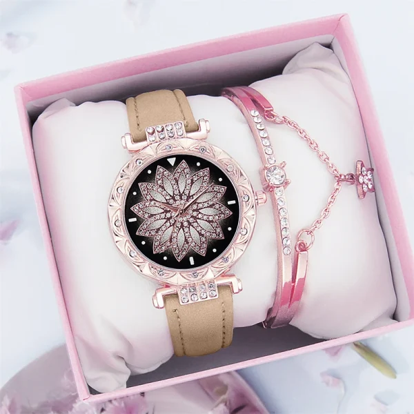 Female Watches Crystal Bracelet Set Ladies Casual Quartz Wristwatch Set Kol Saati 2022 Hot Selling Colorful Luxury Glass Women