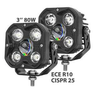 ECE R10 Super Bright Driving Spot Flood 3 Inch Square ATV UTV 4X4 OffRoad Truck 24V 12V Cube Projector Led Work Light for Motor