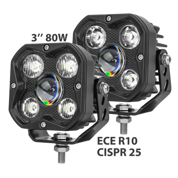 ECE R10 Super Bright Driving Spot Flood 3 Inch Square ATV UTV 4X4 OffRoad Truck 24V 12V Cube Projector Led Work Light for Motor