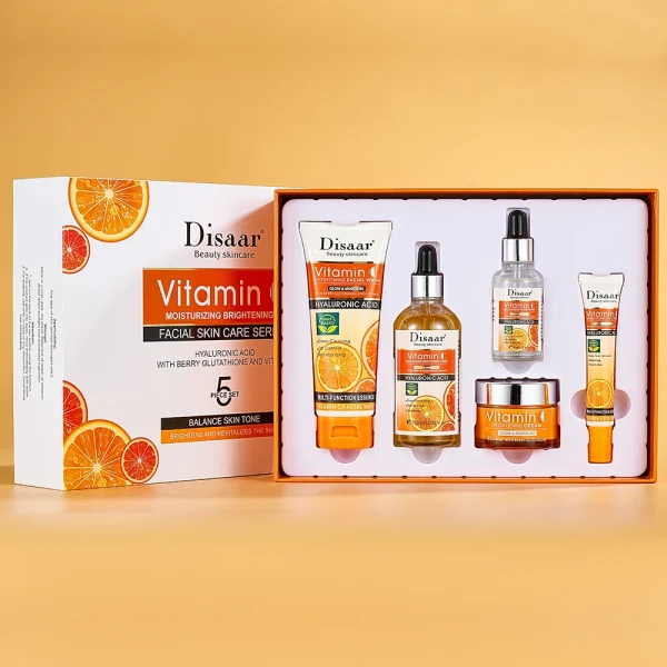 Disaar Wholesale Bright Vitamin C Skin Care Set(new) Beauty the Best 5 in 1 Face Wash Serum Toner Cream and Eye Cream
