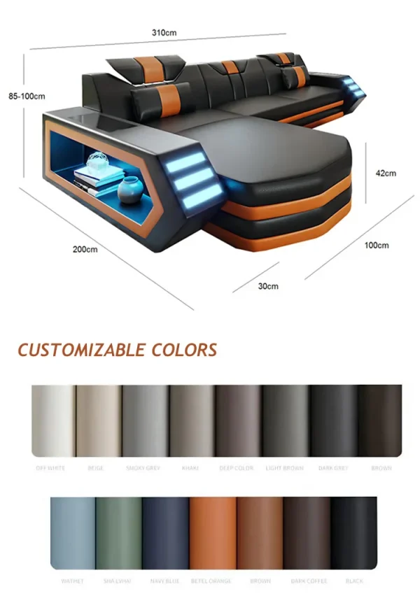 Hot Sale Easy Modular Durable High Quality Modern Music USB Technology Verity LED Light Leather Living Room Furniture Set Sofa Hot Sale Easy Modular Durable High Quality Modern Music USB Technology Verity LED Light Leather Living Room Furniture Set Sofa