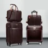 Popular Durable PU Leather Luggage Scratch Proof PVC Leather Luggage Business Suitcase Set Travel Luggage