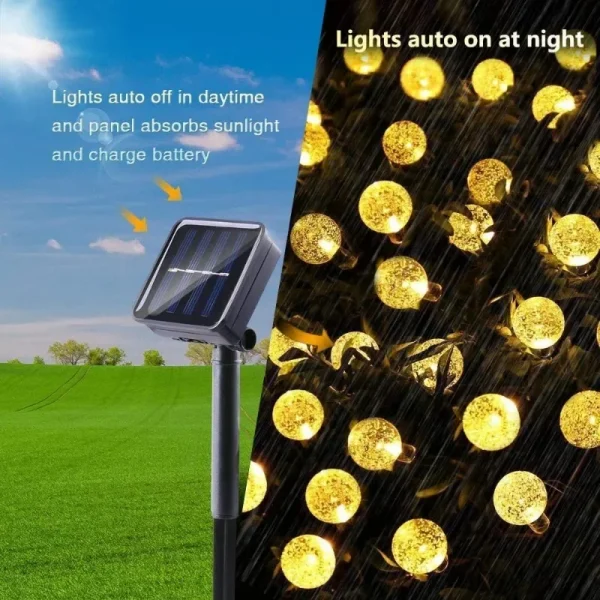 kf-S0140b7b45000408496aabc78a395b1e8L 2024 New Solar Crystal Globe LED String Lights LED Solar Outdoor Light IP65 Fairy Light Christmas Garland for Garden Party Decor