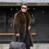Men Faux Fur Long Coats Jackets Turn Down Collar Coat Thick Streetwear Jacket Work Outerwear Casual Autumn Winter 2025