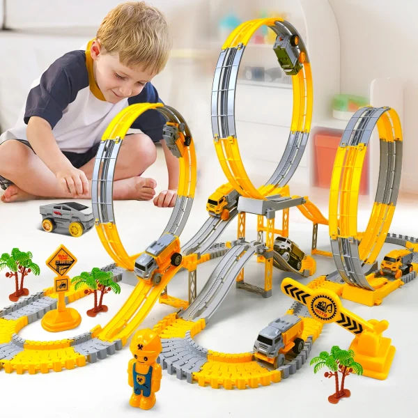 Kids Electric Track Toy Engineering Mini Car Boy Toys Track Car Train Educational Toys for Children Birthday Christmas Gifts