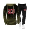 Mens Tracksuit Sports Printing Casual Hooded Sweatshirts+Pants 2 Piece Set Jogging Clothing Splash-ink Suit Hot Sales Menswear