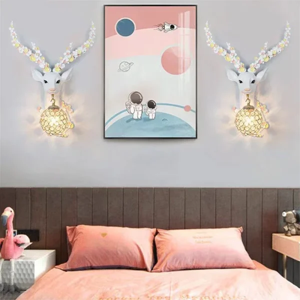 AFRA Contemporary Deer Antlers Wall Lamp Personalized And Creative Living Room Bedroom Hallway Aisle Decoration Light